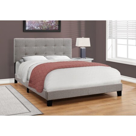 Gfancy Fixtures 45.75 in. Solid Wood MDF Foam & Linen Queen Size Bed GF3082597